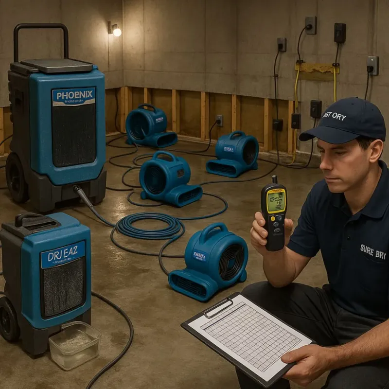 Structural Drying and Dehumidification process in Yorktown, VA